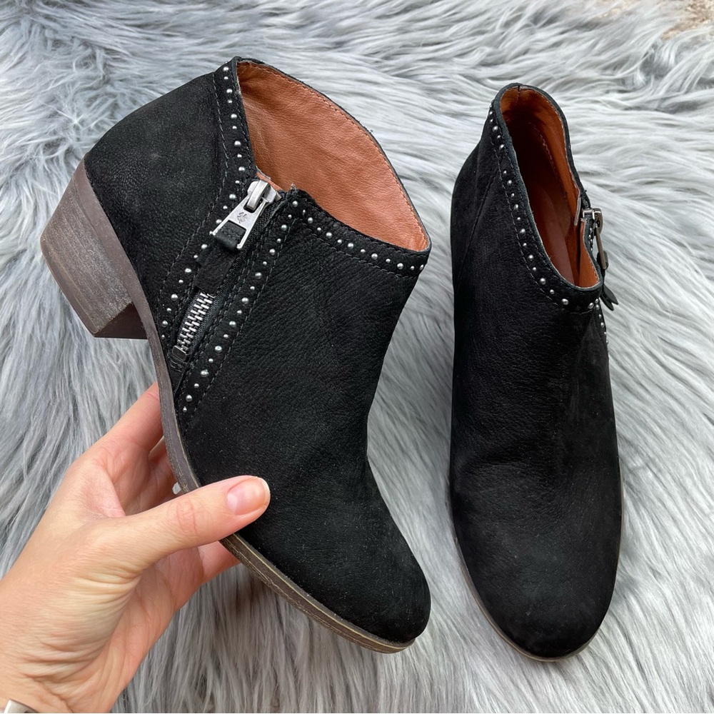 Lucky Brand Black Nubuck Studded Benna Booties
